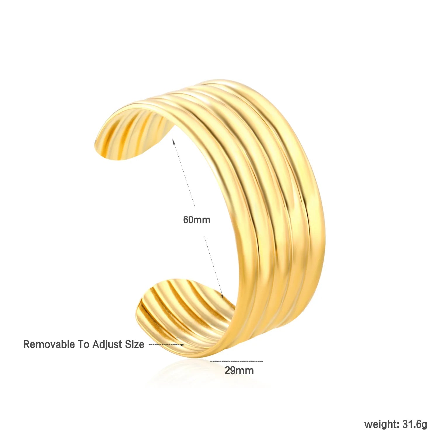 Supplier photograph: 29mm 60mm ID Gold Bangle