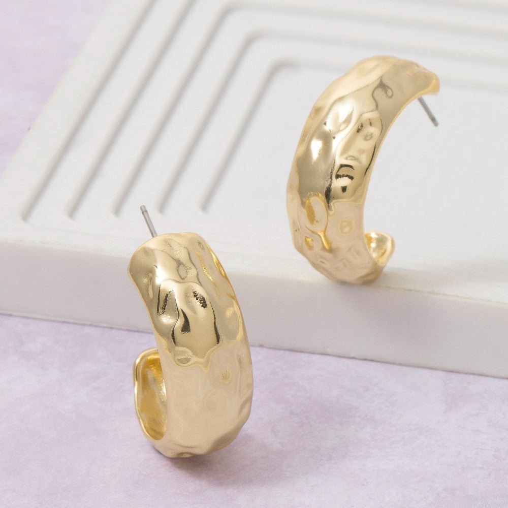 Large Warped Wide Hoop Earrings — product view