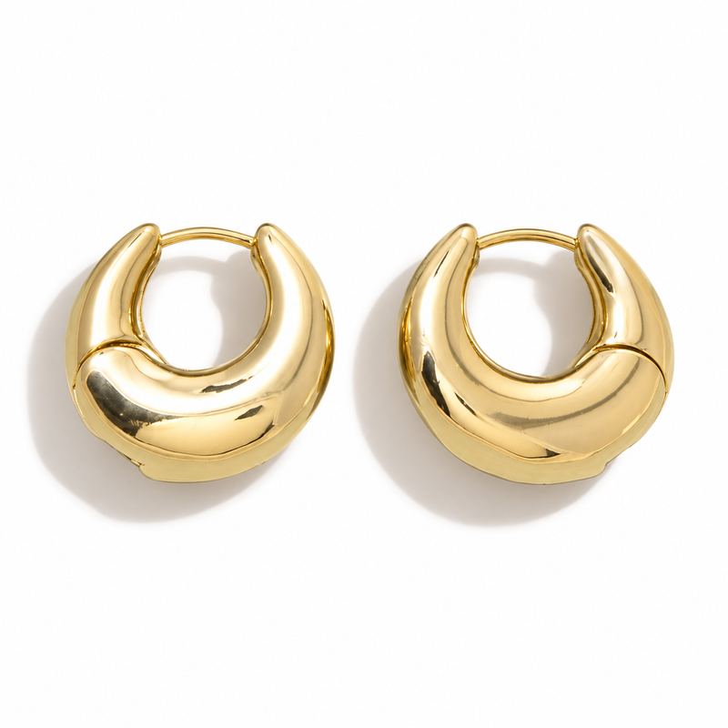 Chunky Dome Huggie Hoop Earrings