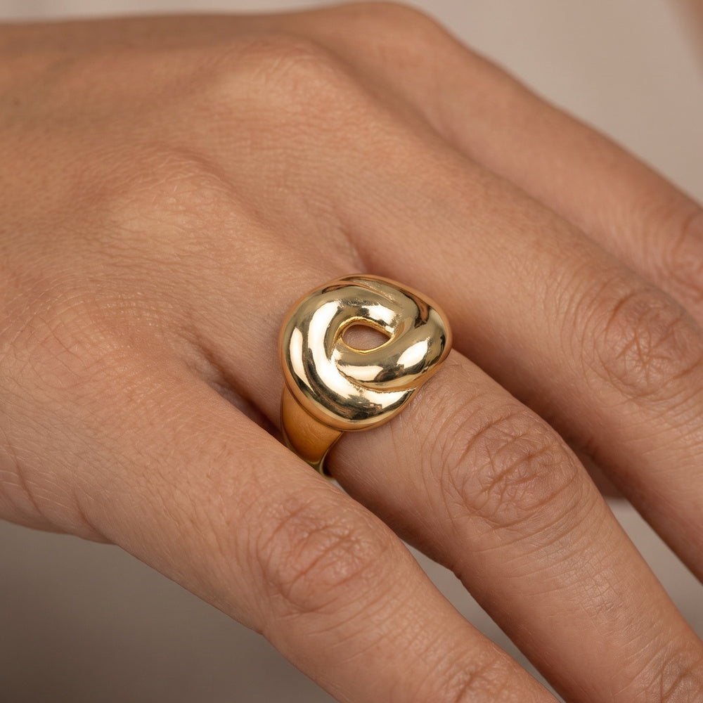 Swirl Knot Dome Ring — on model