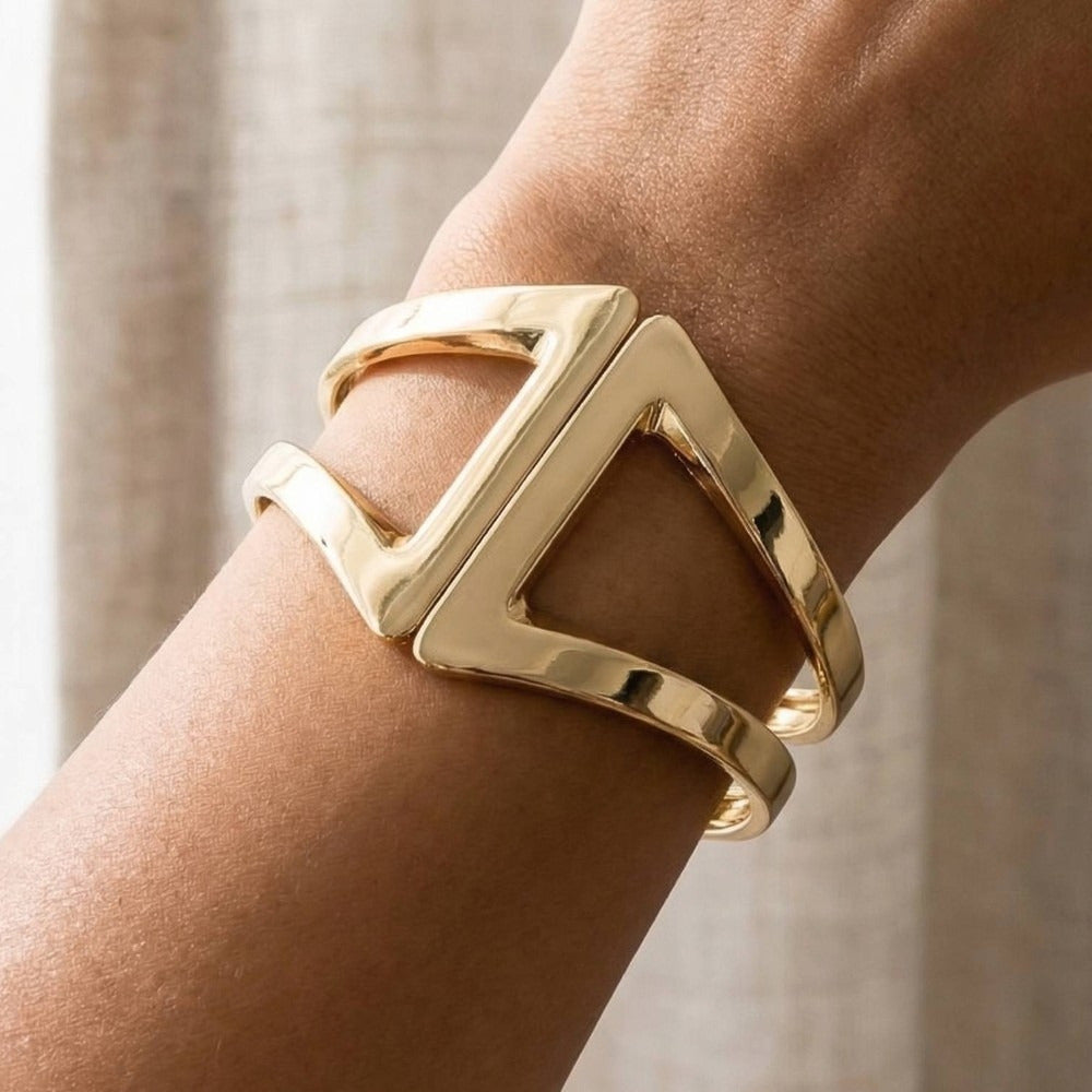 Wide Hinge Bangle Bracelet Set — on model