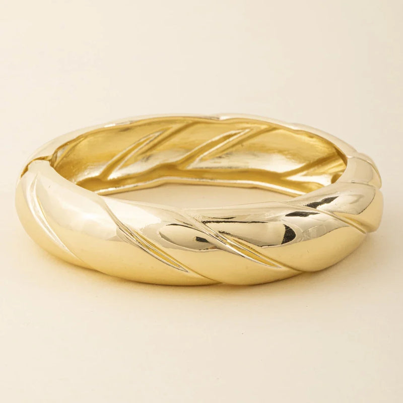 Twisted Dome Hinged Bangle Bracelet