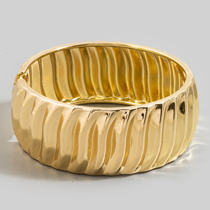 Textured Wide Hinge Bangle Bracelet