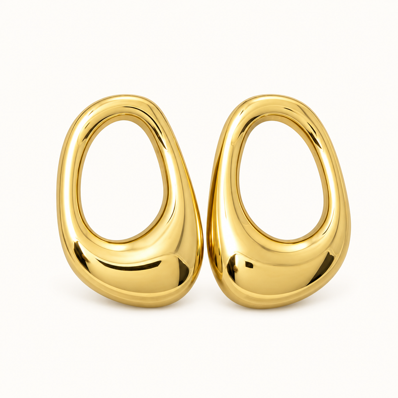 Chunky Puffed Oval Hoop Earrings