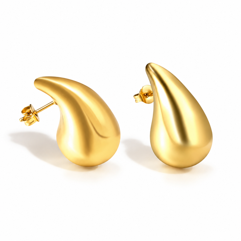 Puffy Teardrop Stud Earrings