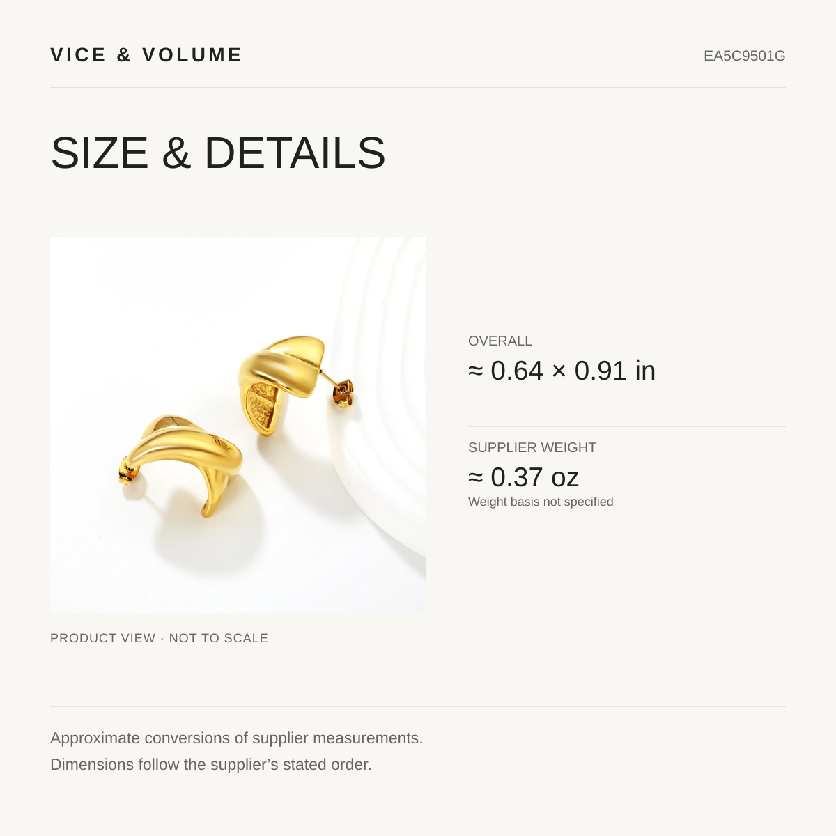 Crossover X Stud Earrings — size guide
