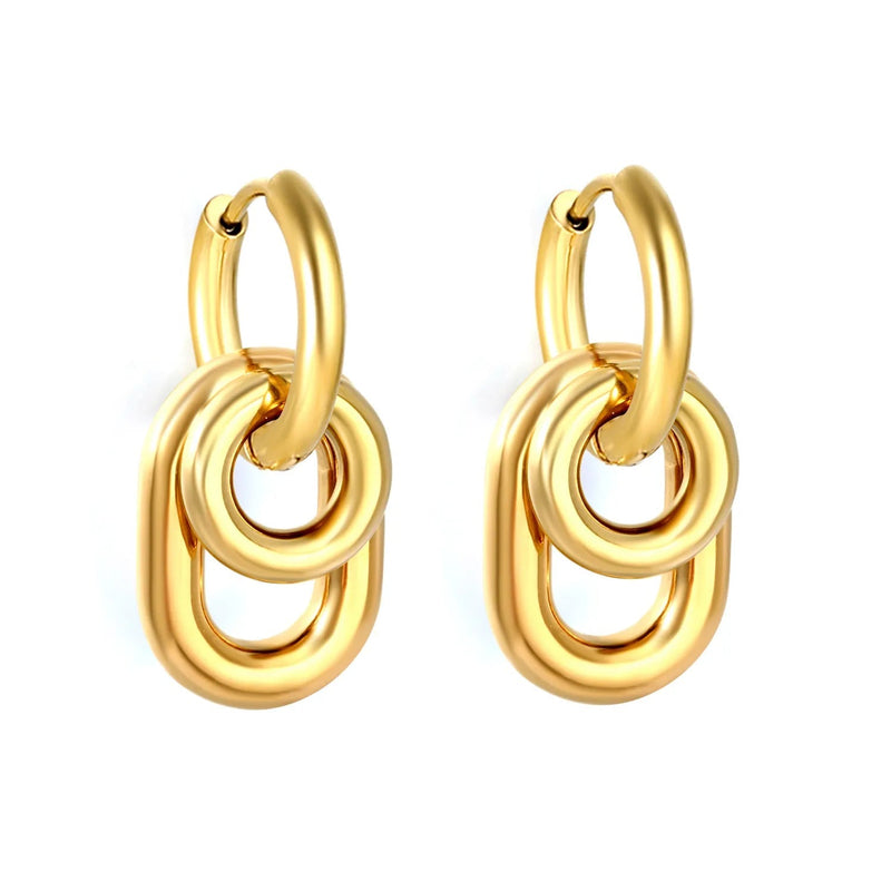 Interlocked Oval Link Huggie Earrings
