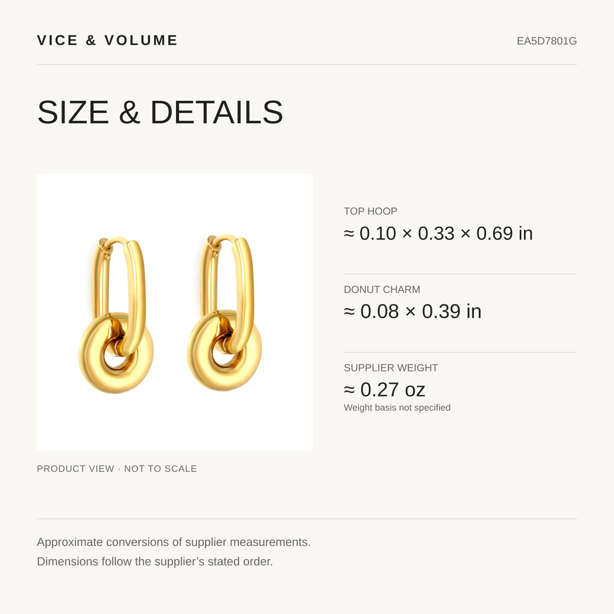 Interlocked Donut Drop Huggie Earrings — size guide