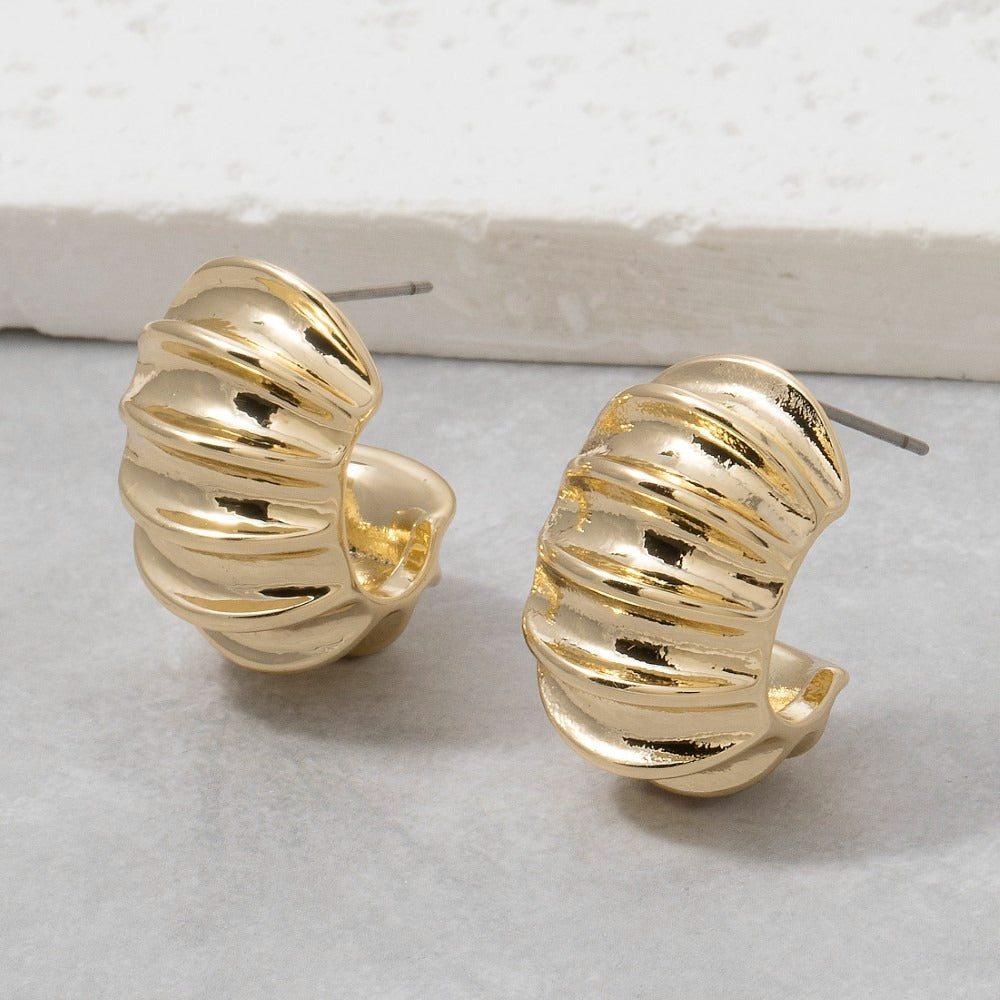 Chunky Ribbed Dome Hoop Earrings — product view