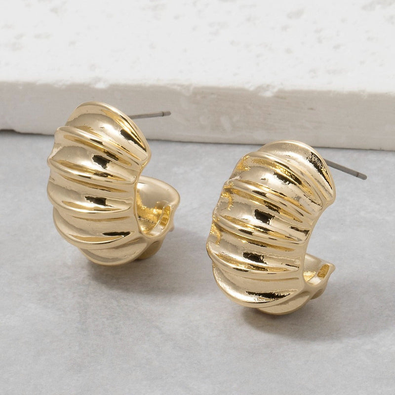 Chunky Ribbed Dome Hoop Earrings