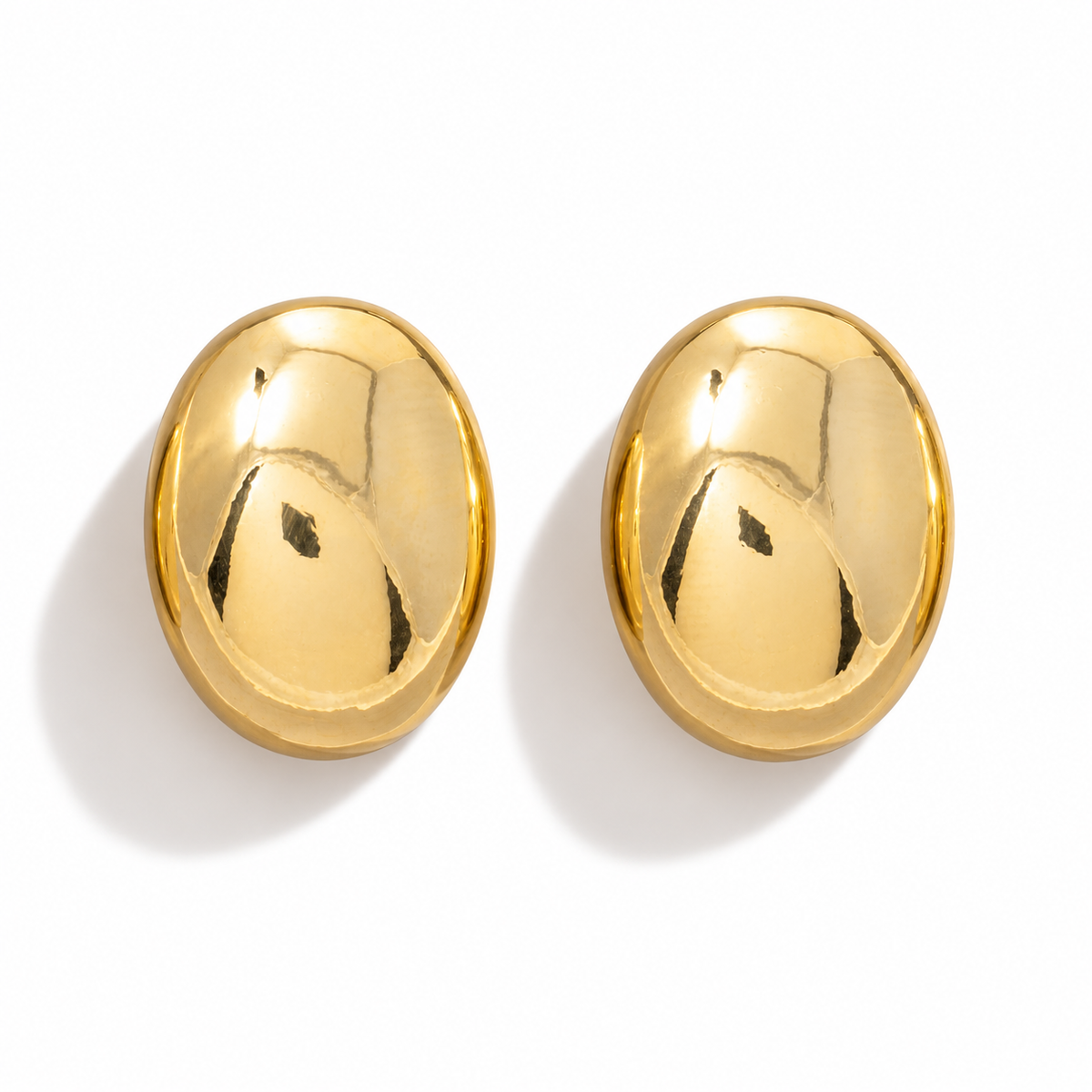 Large Puffy Oval Dome Stud Earrings — product view