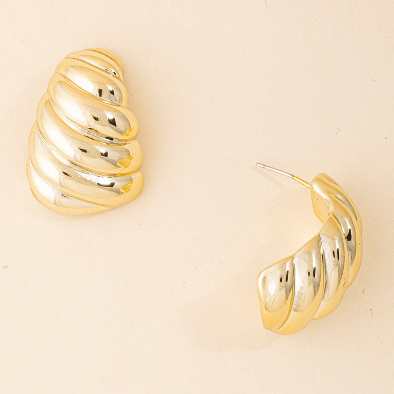 Chunky Twisted Croissant Hoop Earrings
