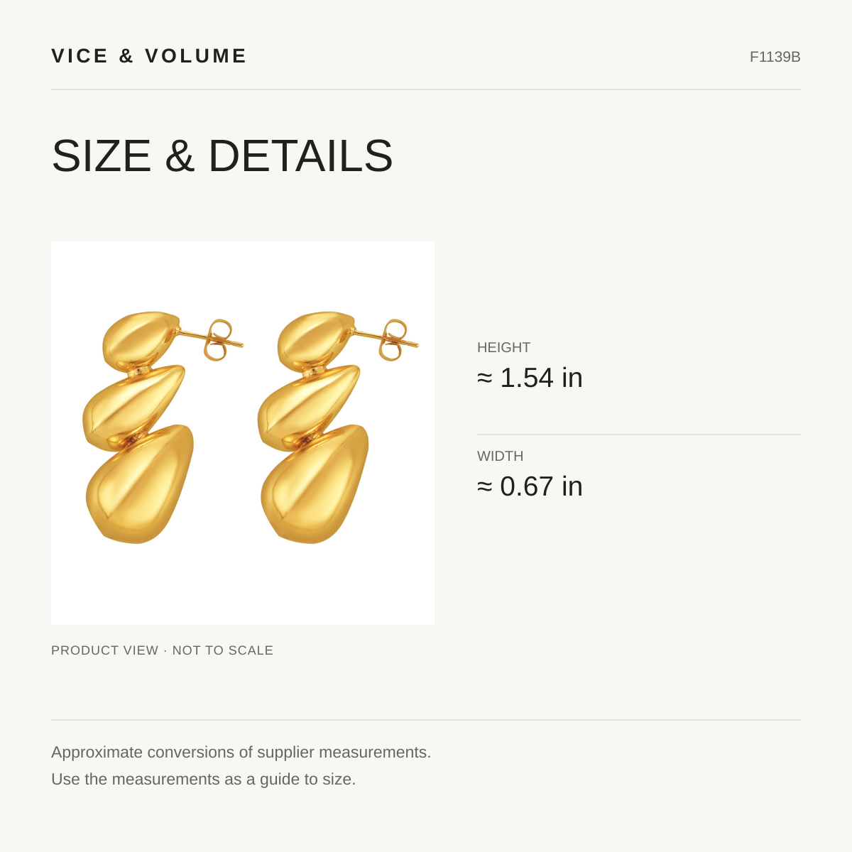 Teardrop Drop Earrings — size guide