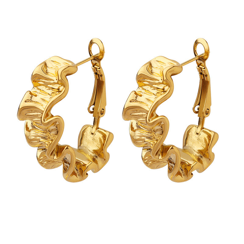 Wrinkled Texture Geometric Hoop Earrings