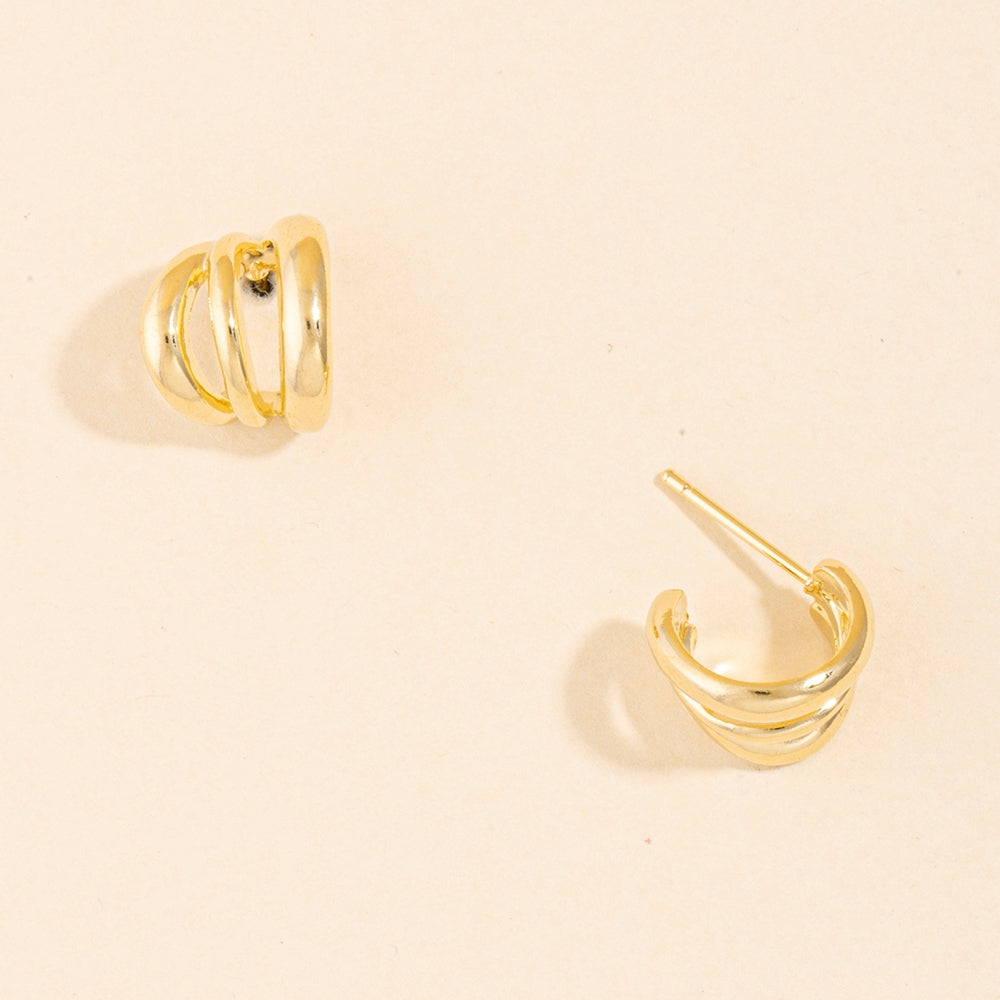 Chunky Triple Dome Huggie Hoop Earrings — product view