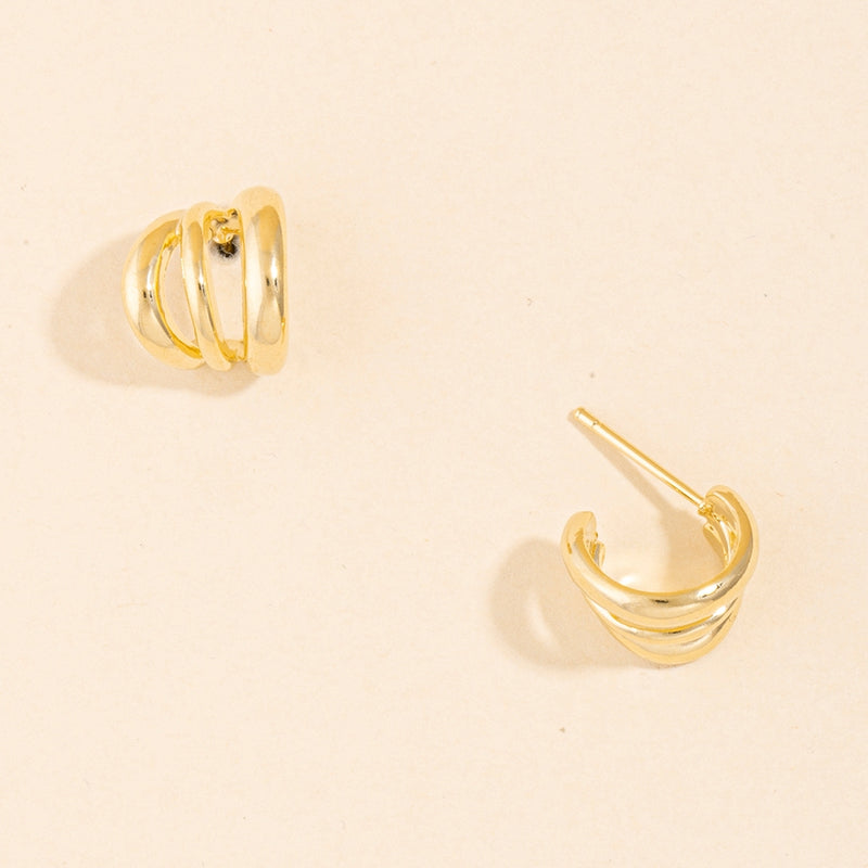 Chunky Triple Dome Huggie Hoop Earrings