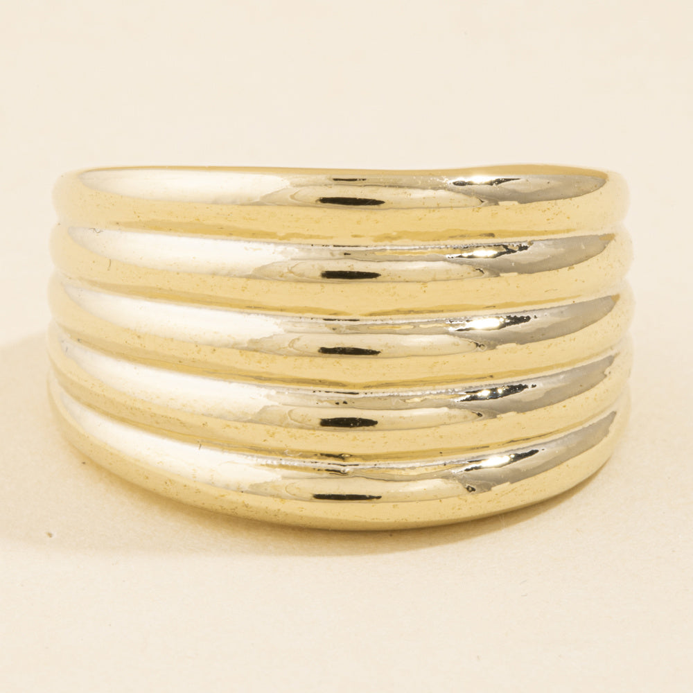 Wide Ribbed Multi-Row Dome Ring — product view