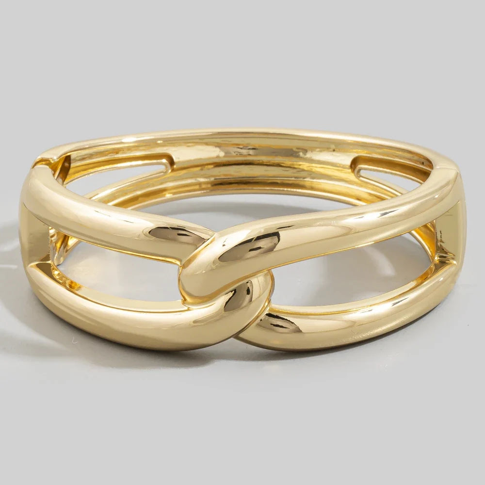 Chunky Interlocking Oval Link Cuff Bracelet — product view