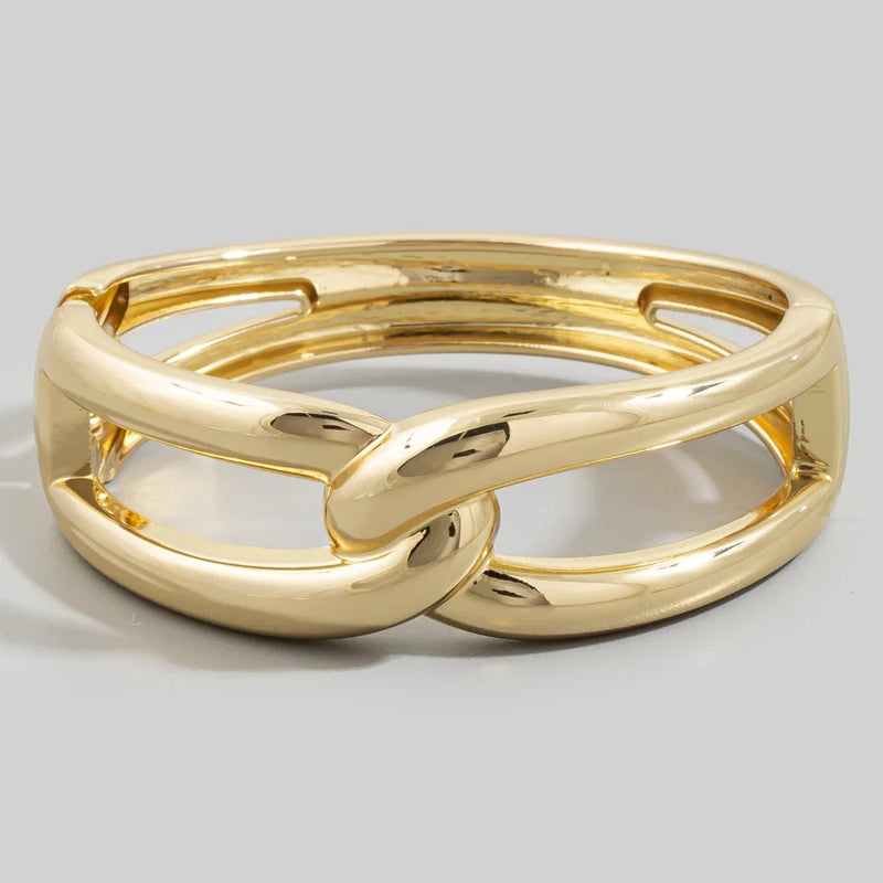 Chunky Interlocking Oval Link Cuff Bracelet