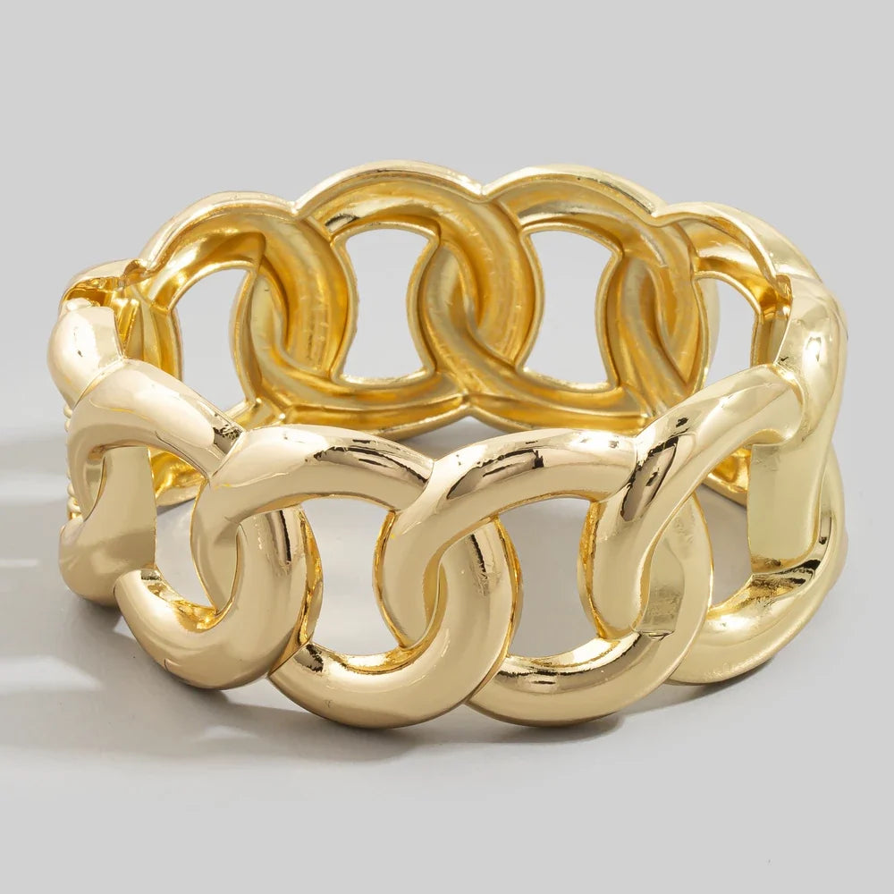 Wide Curb Chain Link Open Cuff Bracelet — product view
