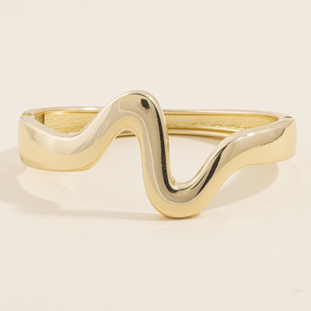 Wave Curve Hinged Bangle Bracelet — product view