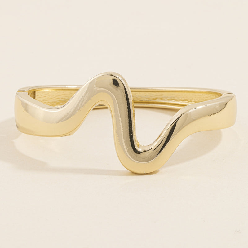 Wave Curve Hinged Bangle Bracelet