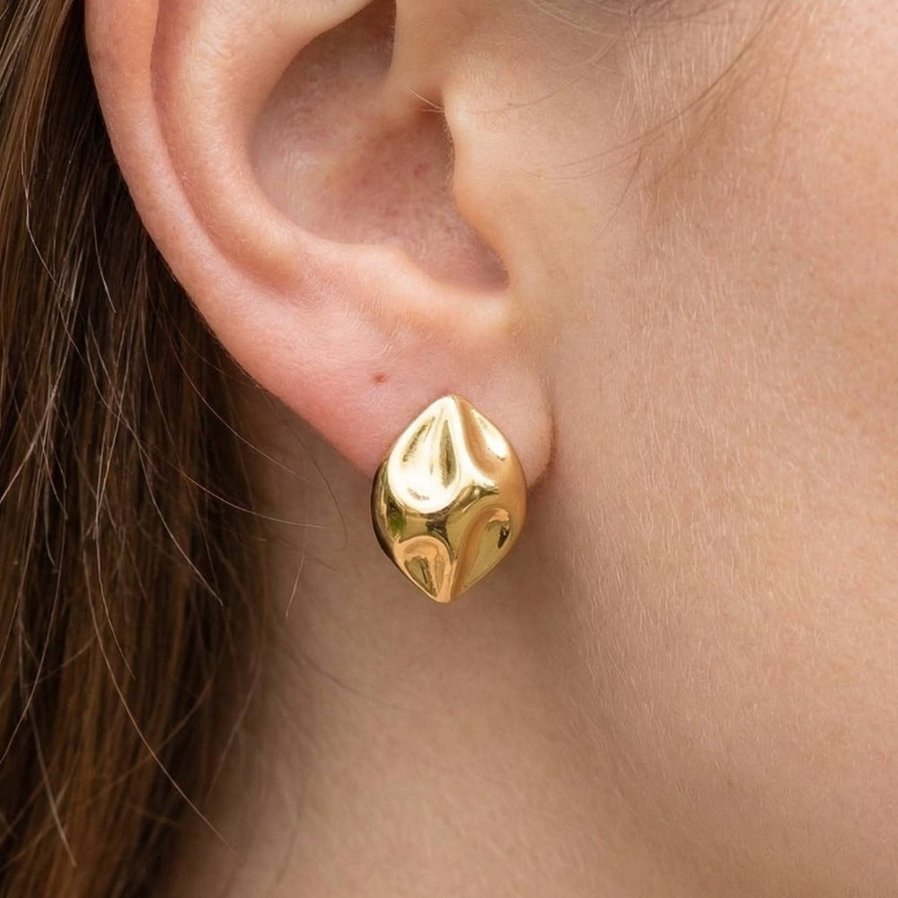 Swirl Dome Stud Earrings — on model