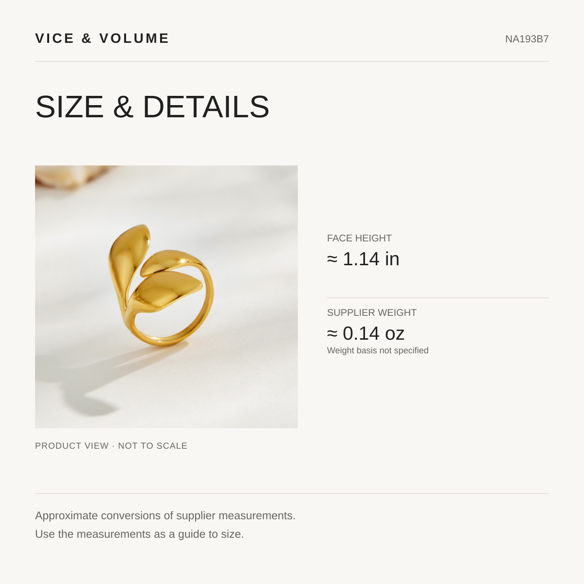 Triple-Layer Leaf Open Ring — size guide