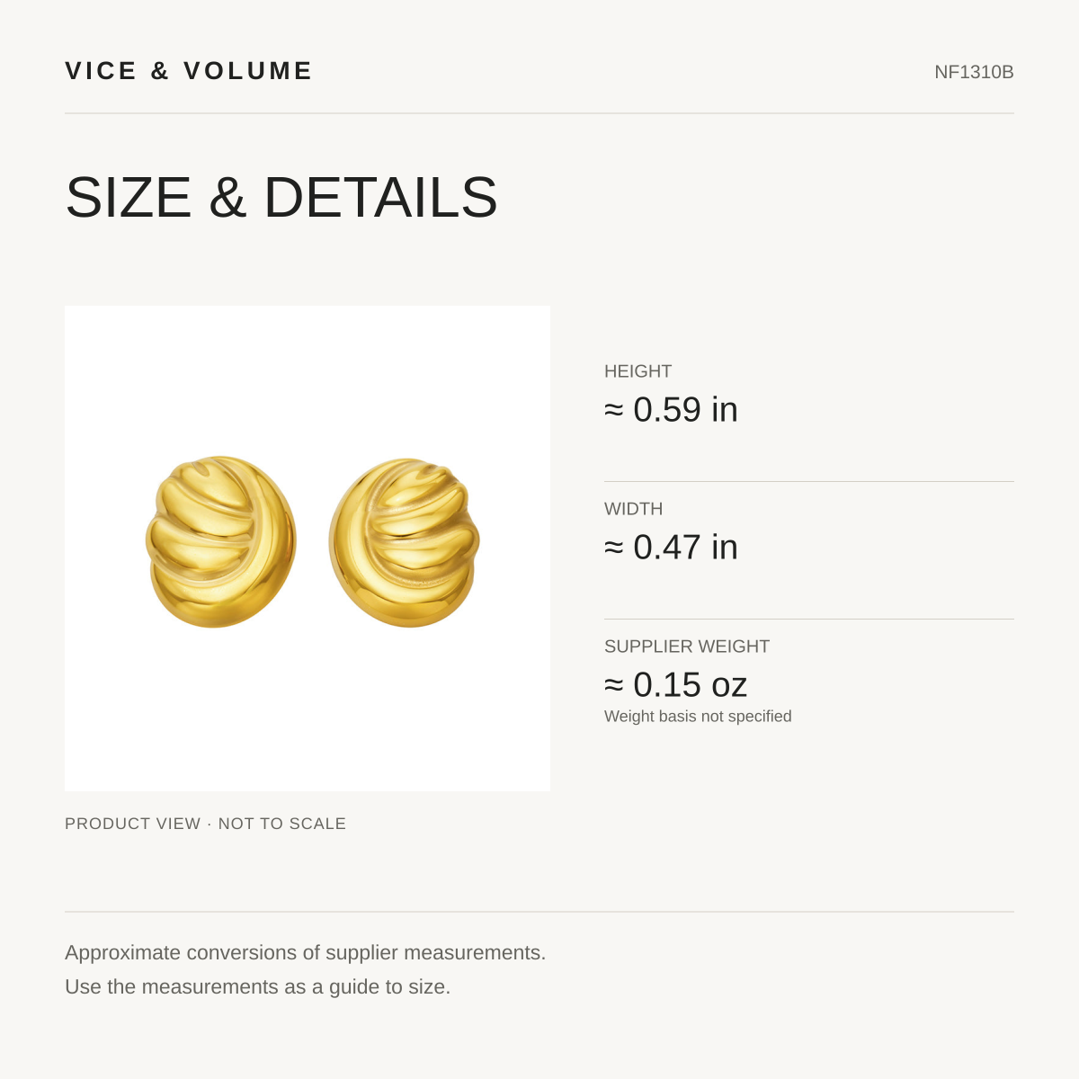 Ribbed Swirl Stud Earrings — size guide