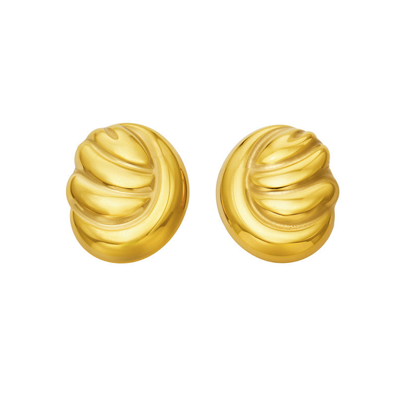 Ribbed Swirl Stud Earrings — product view