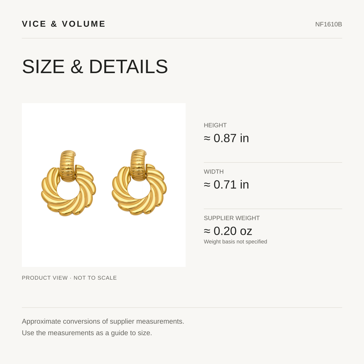 Spiral Twist Earrings — size guide