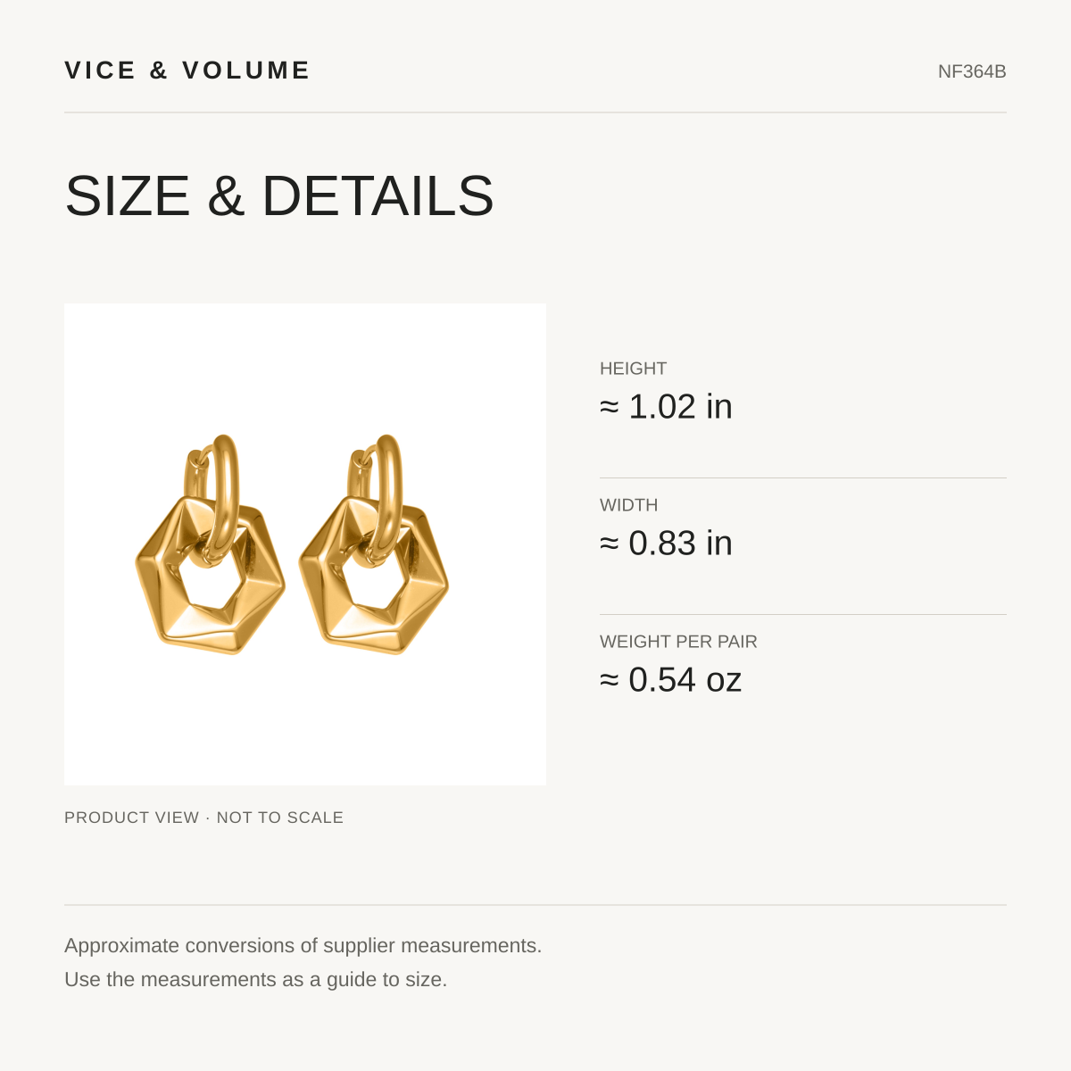 Hollow Hexagon Hoop Earrings — size guide