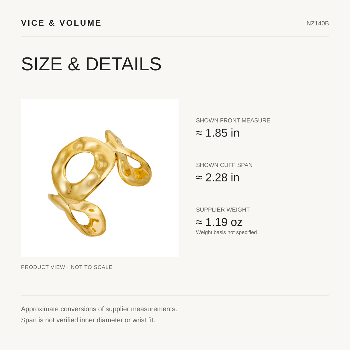 Molten Oval Openwork Cuff — size guide