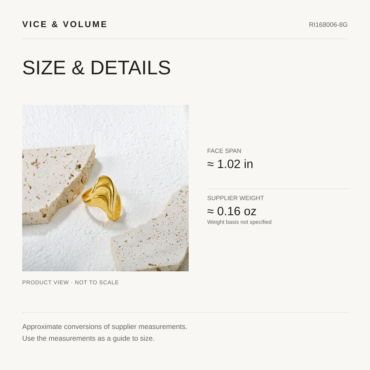 Freeform Wave Ring — size guide