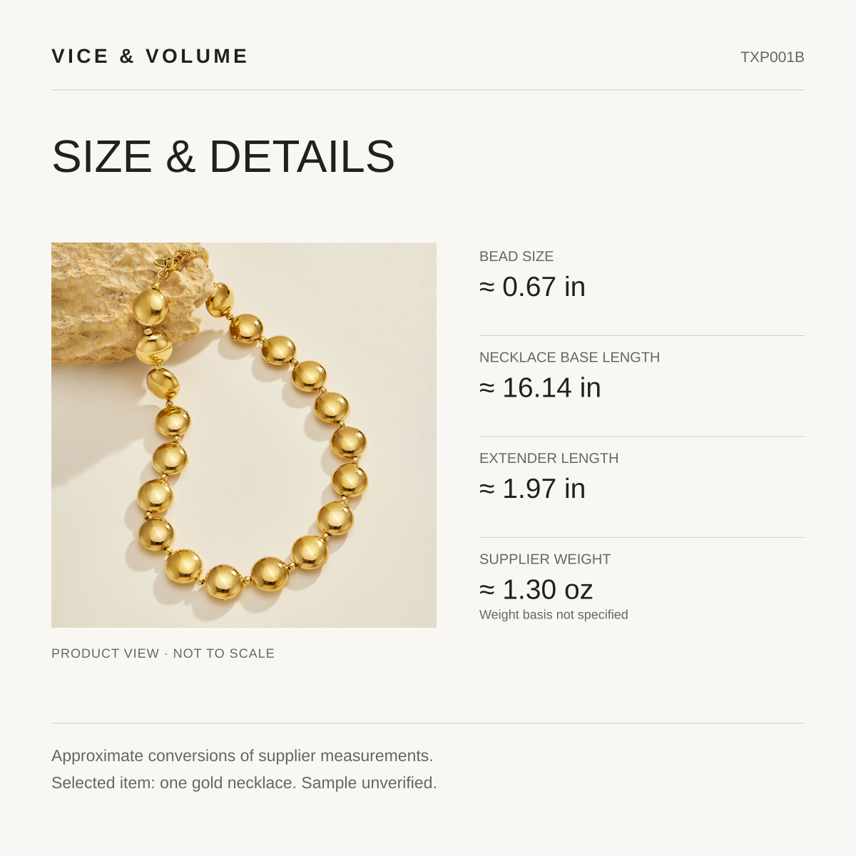 Polished Puff Disc Necklace — size guide