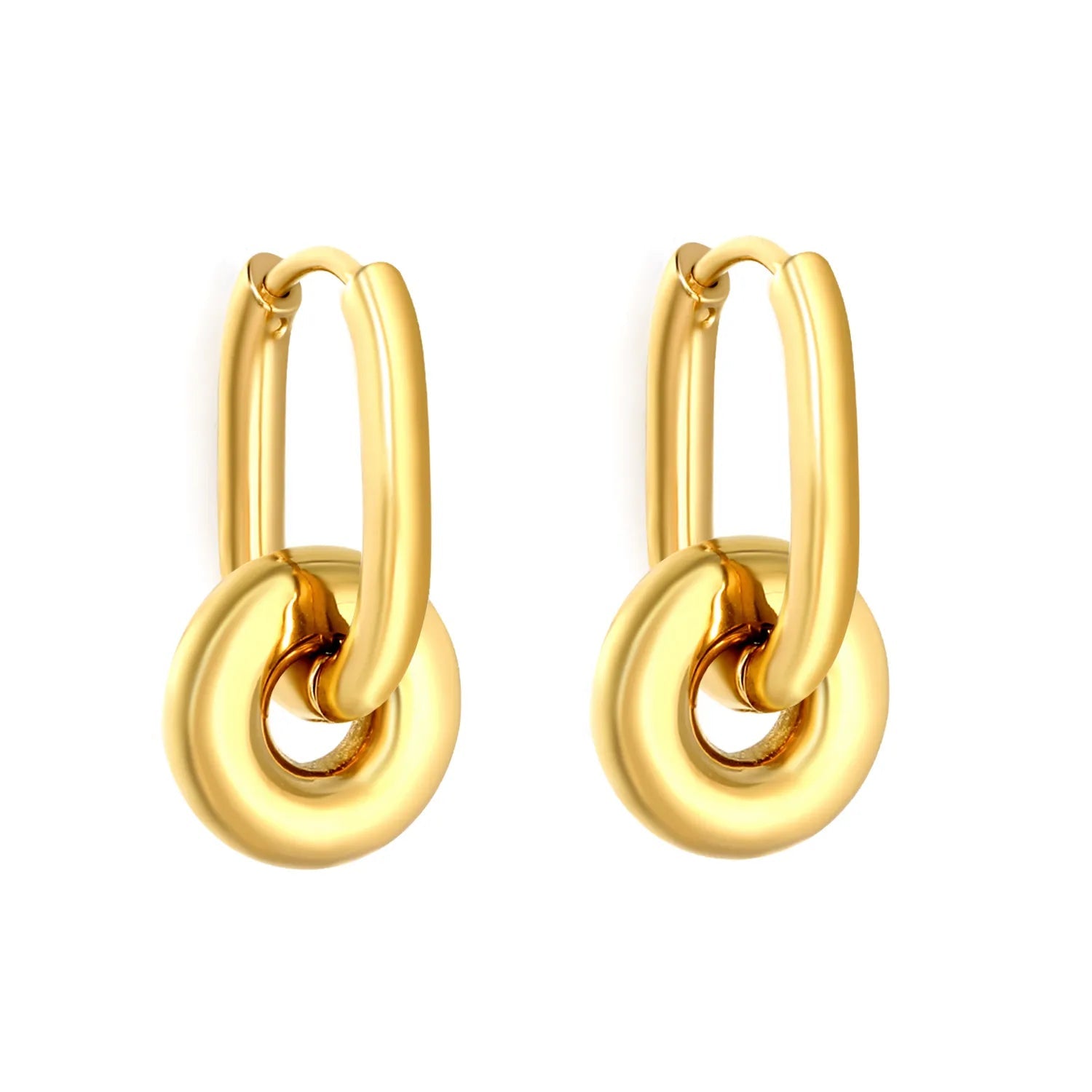 Interlocked Donut Drop Huggie Earrings — product view